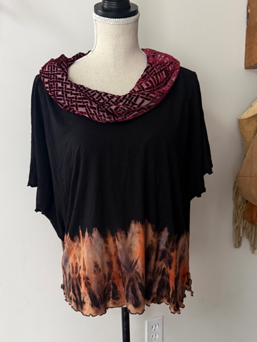 Harubella Tie Dye Velvet Short Sleeve Top One Size